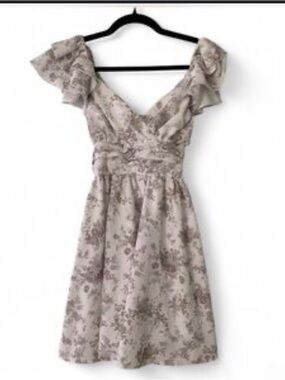 Altar'd State Cream Dress with Taupe Floral Print